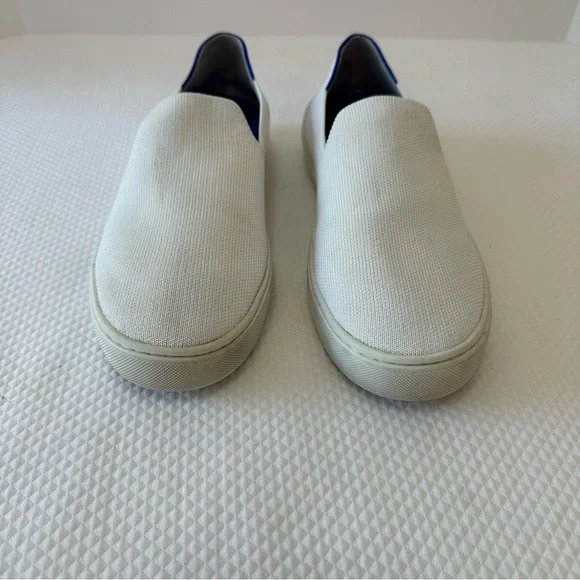 Rothy's Size W 9.5 White Blue & Black Heel Stripes Casual Slip-Ons Sneakers - Picture 3 of 9